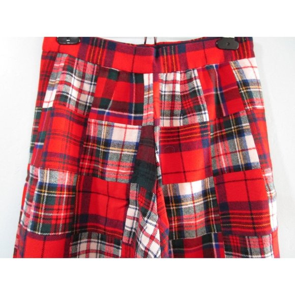 Wool Plaid Patchwork Flare Pants Lined No Tag Vintage Hand Made See Measurements - Picture 11 of 15